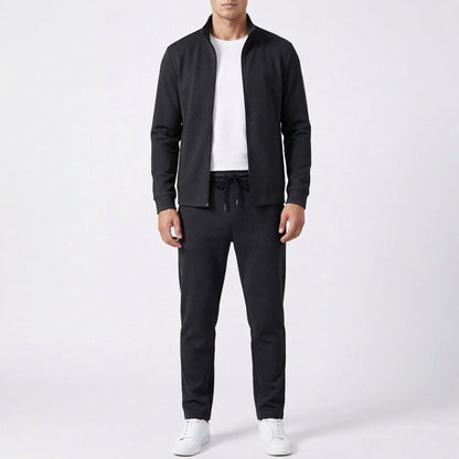 Men's Textured Slim-Fit Full-Zip Tracksuit and Joggers Winter Set
