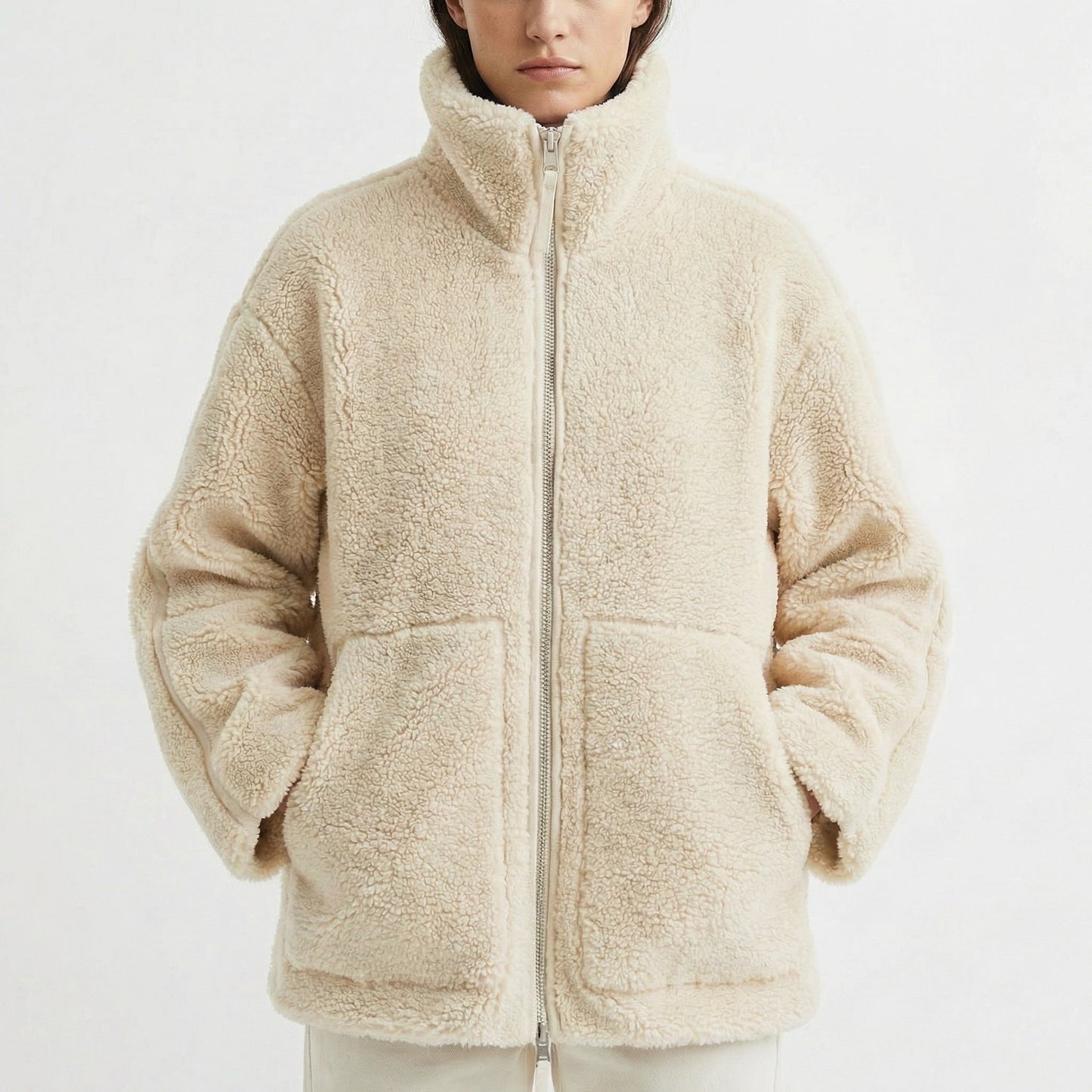 Women's Teddy Jacket – Oversized Sherpa Fleece Zip-Up Jacket