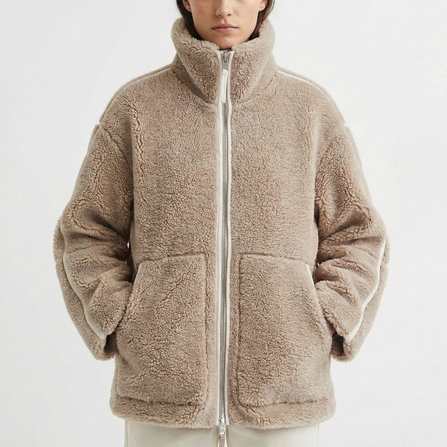 Women's Teddy Jacket – Oversized Sherpa Fleece Zip-Up Jacket