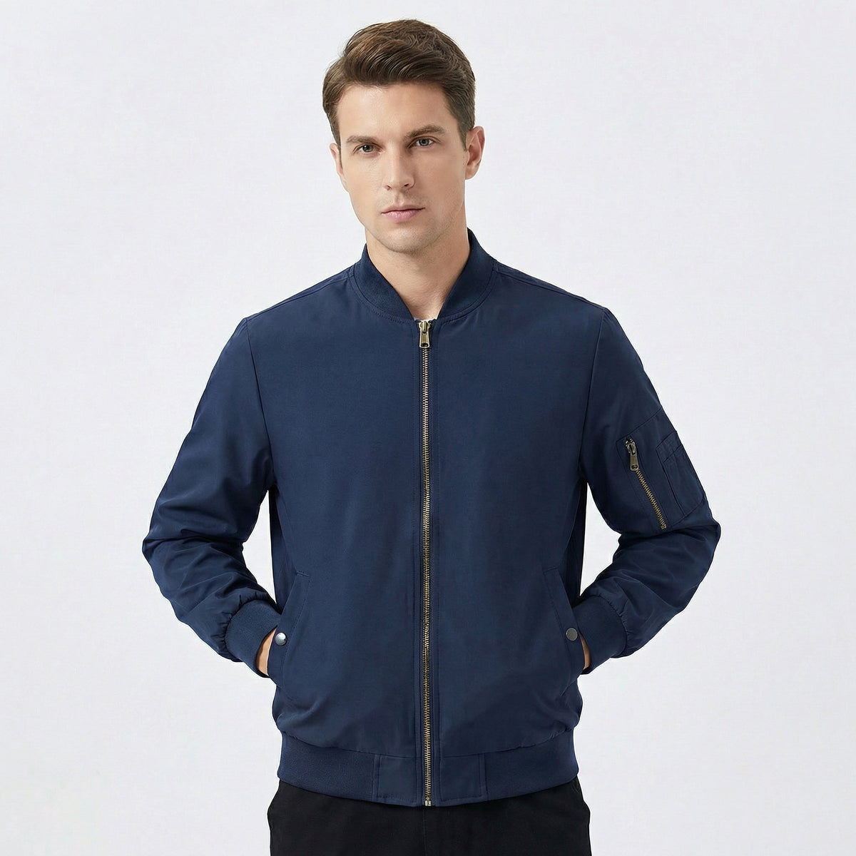 Men's Bomber Slim-Fit Lightweight Zip-Up Flight Winter Jacket