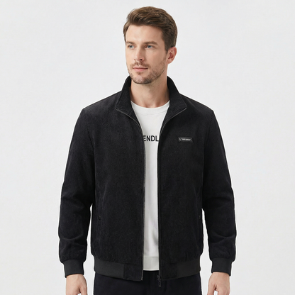 Men's Bomber Corduroy Zip-Up Harrington Winter Jacket