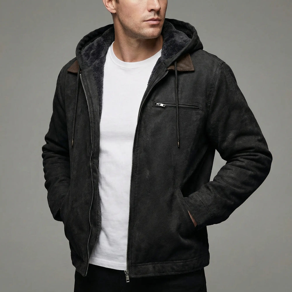Men's Multi-Pocket Outdoor Winter Coat Hip-Length Oxford and Hill
