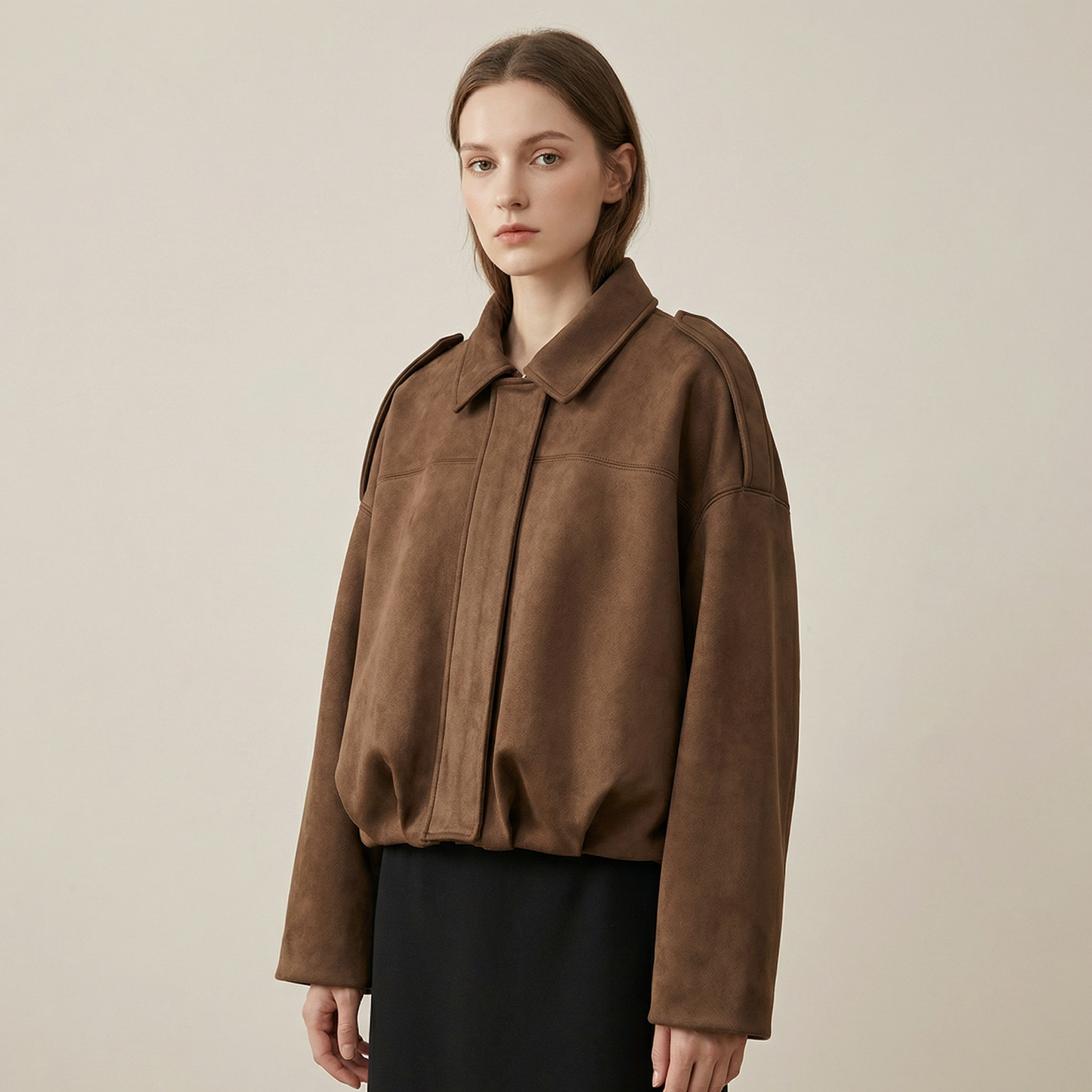 Women's Casual Cropped Zip-Up Bomber Jacket