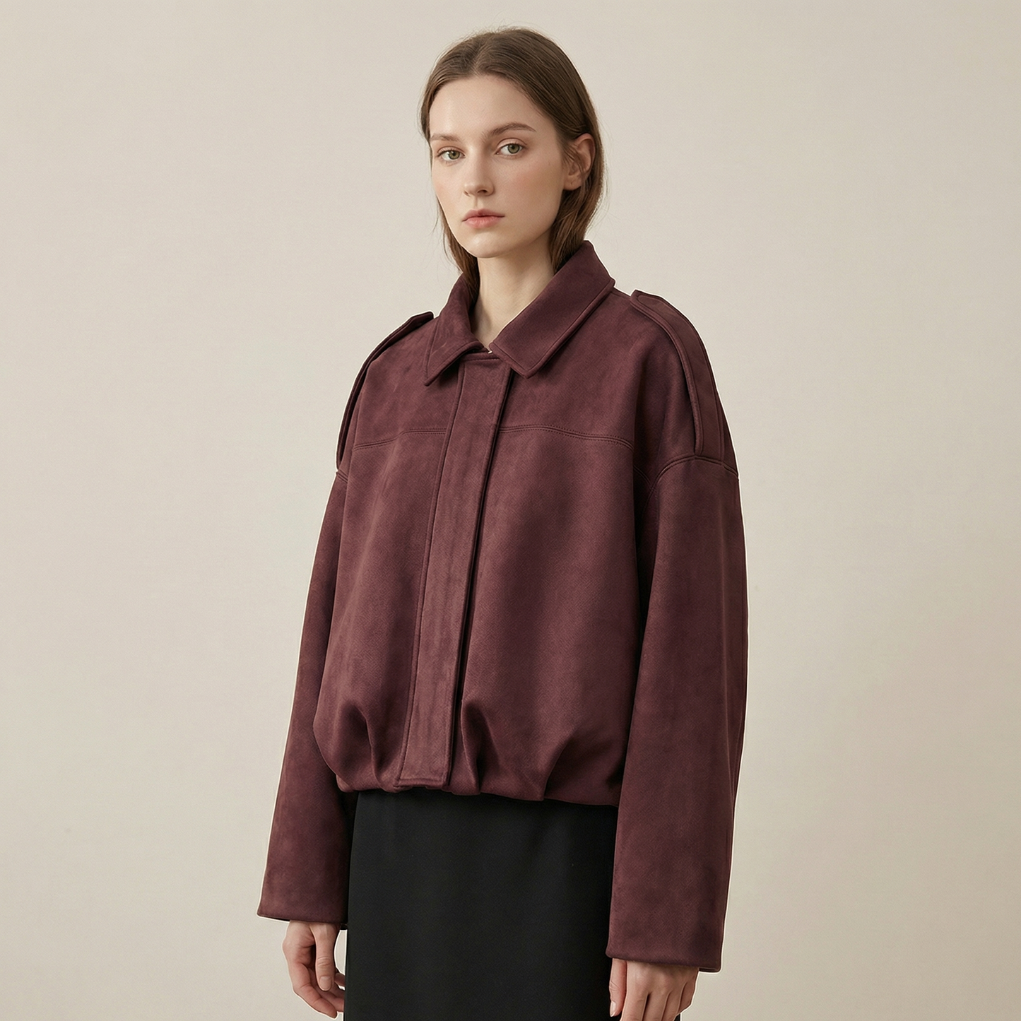 Women's Casual Cropped Zip-Up Bomber Jacket