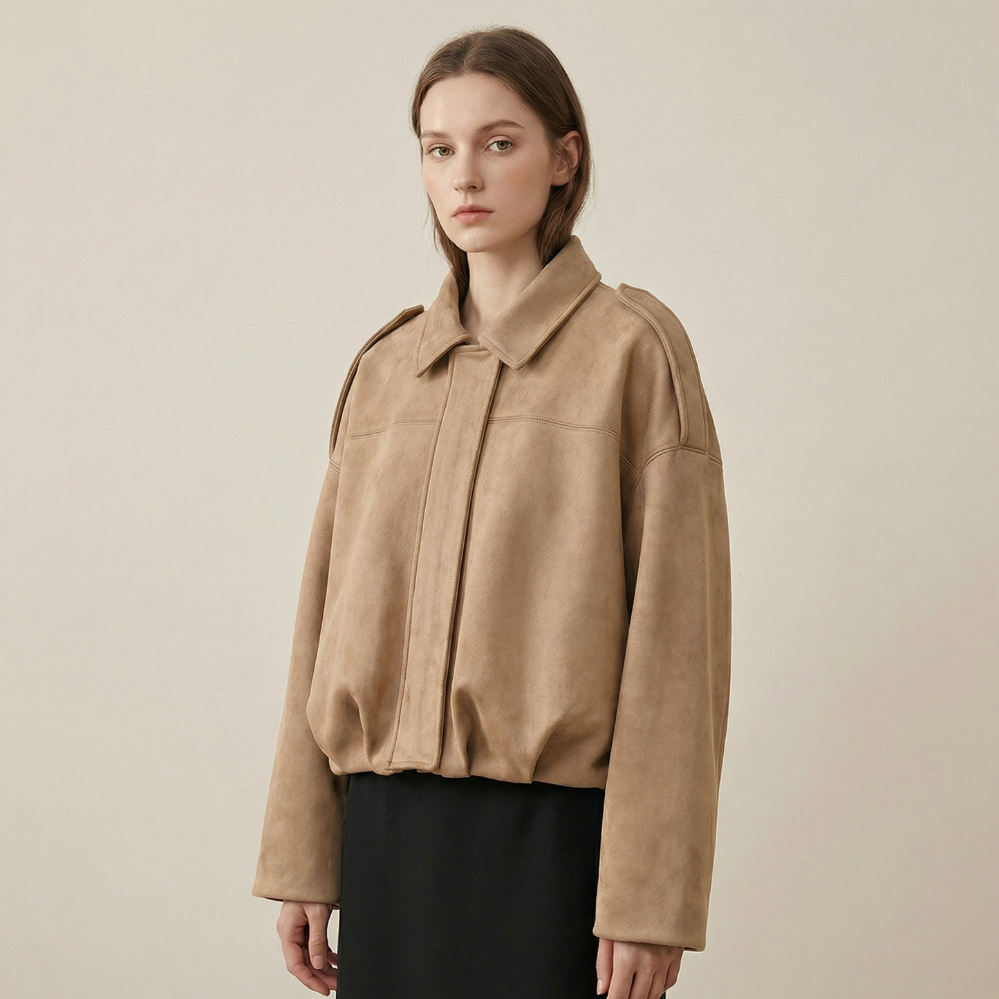 Women's Casual Cropped Zip-Up Bomber Jacket