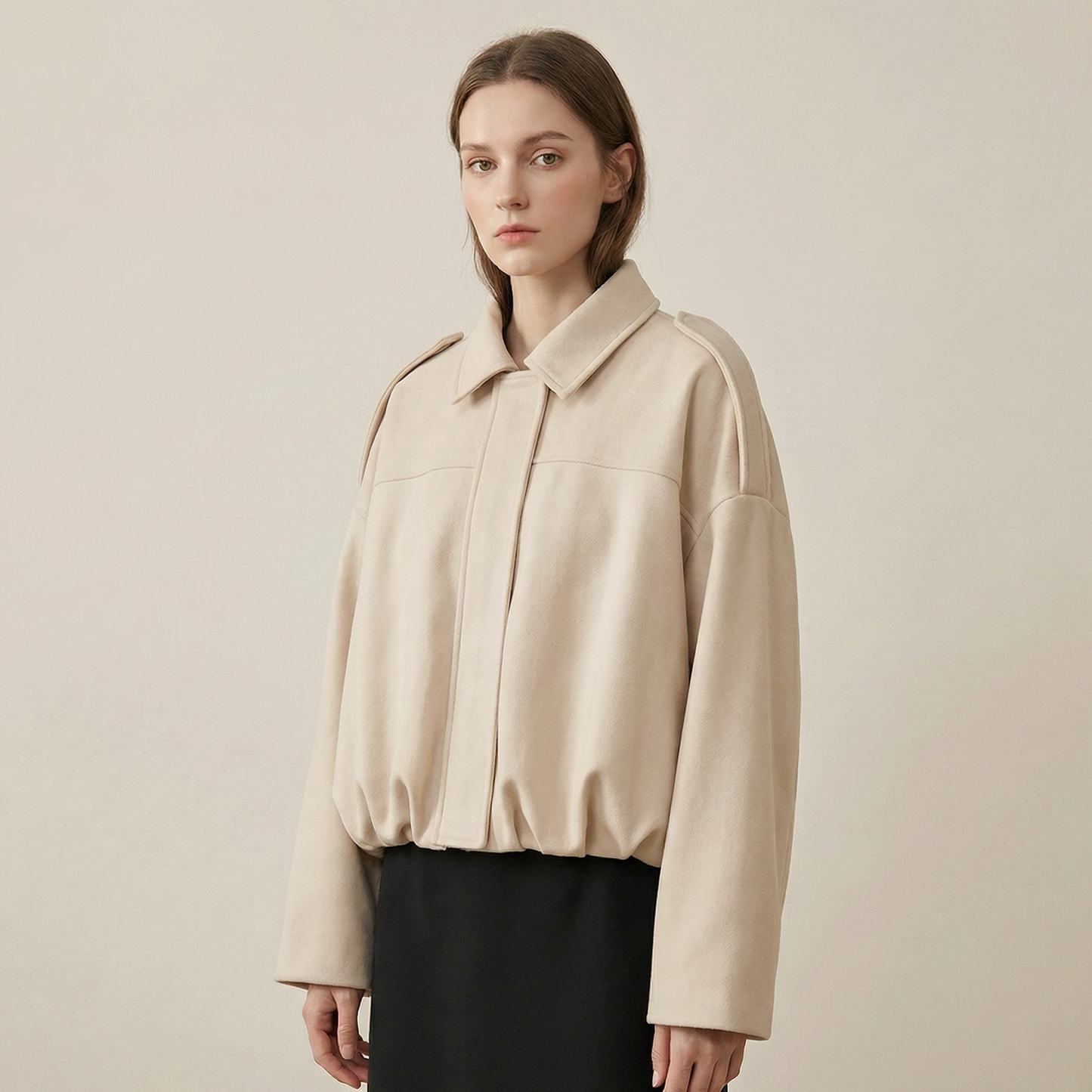 Women's Casual Cropped Zip-Up Bomber Jacket