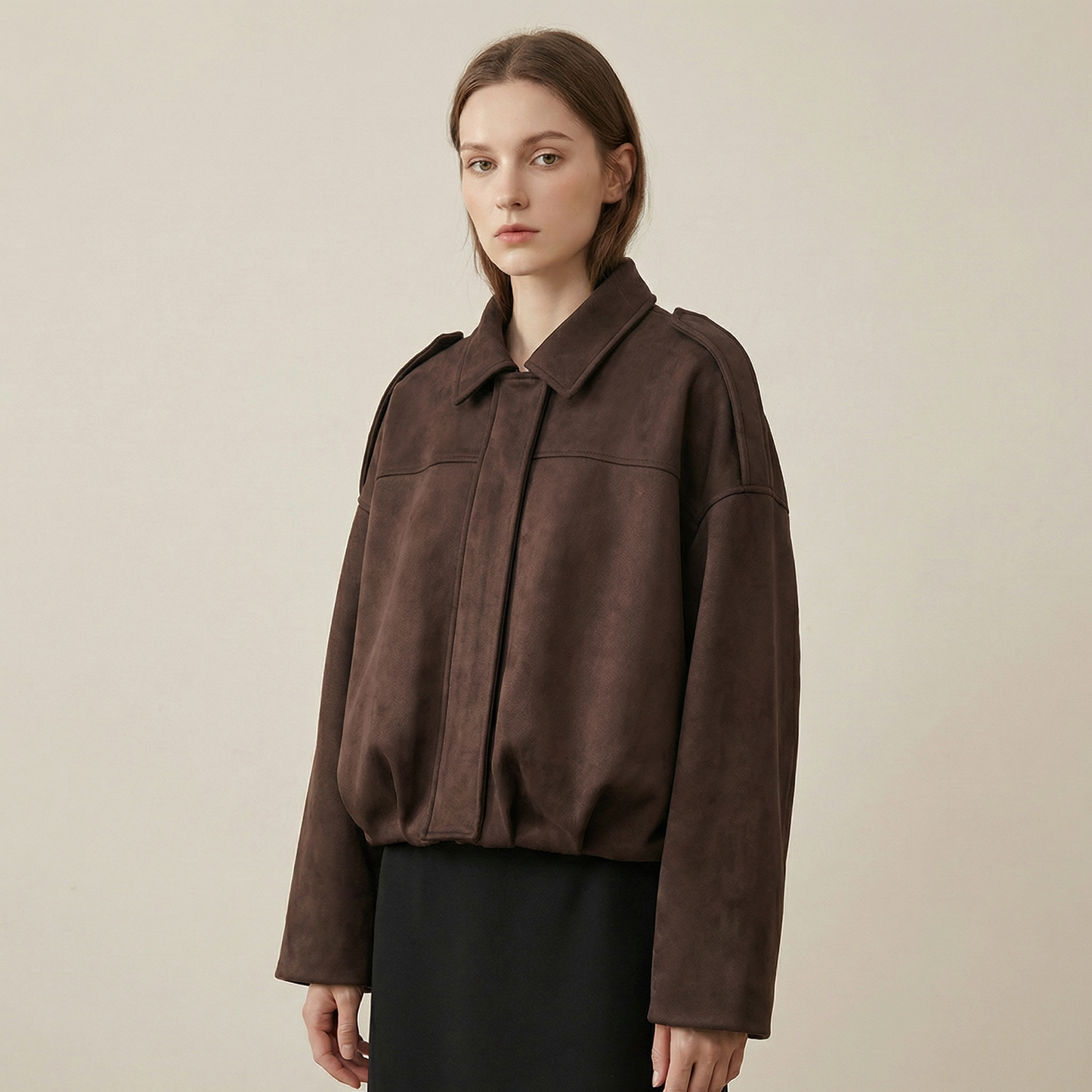 Women's Casual Cropped Zip-Up Bomber Jacket