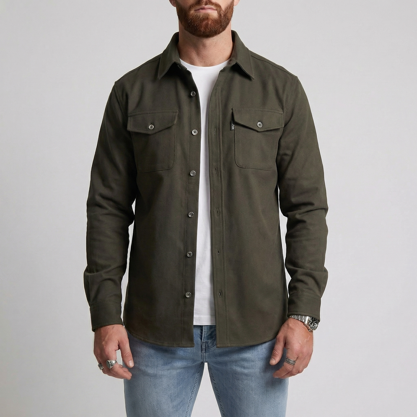 Men's Heavyweight Button Up Winter Shirt Jacket