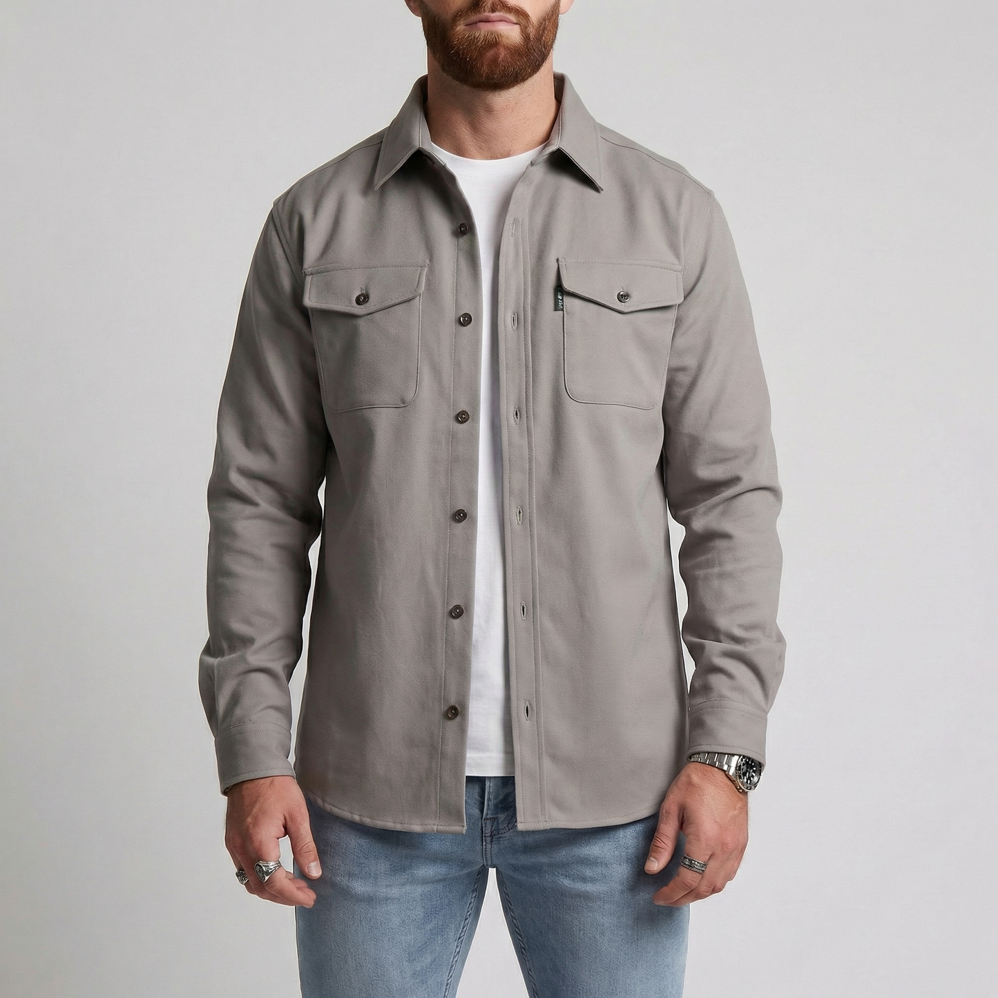 Men's Heavyweight Button Up Winter Shirt Jacket