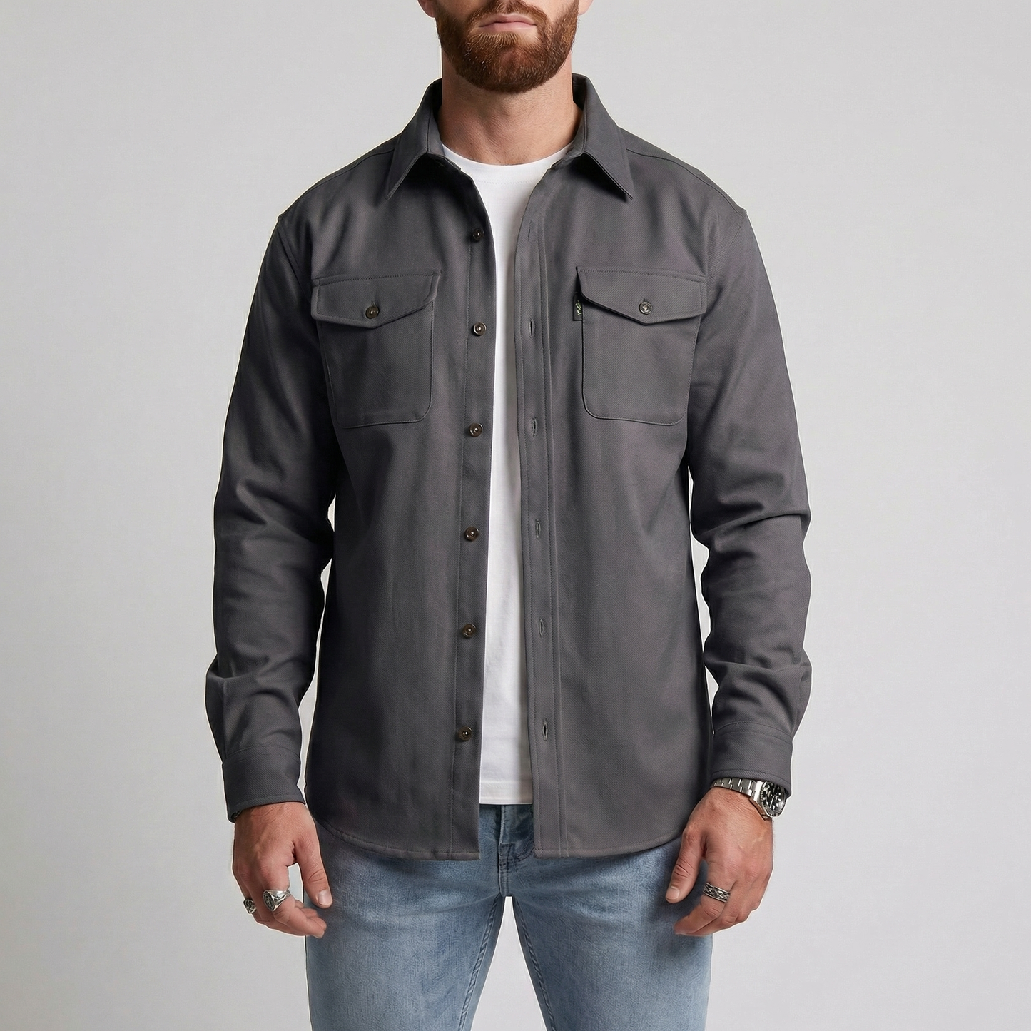 Men's Heavyweight Button Up Winter Shirt Jacket