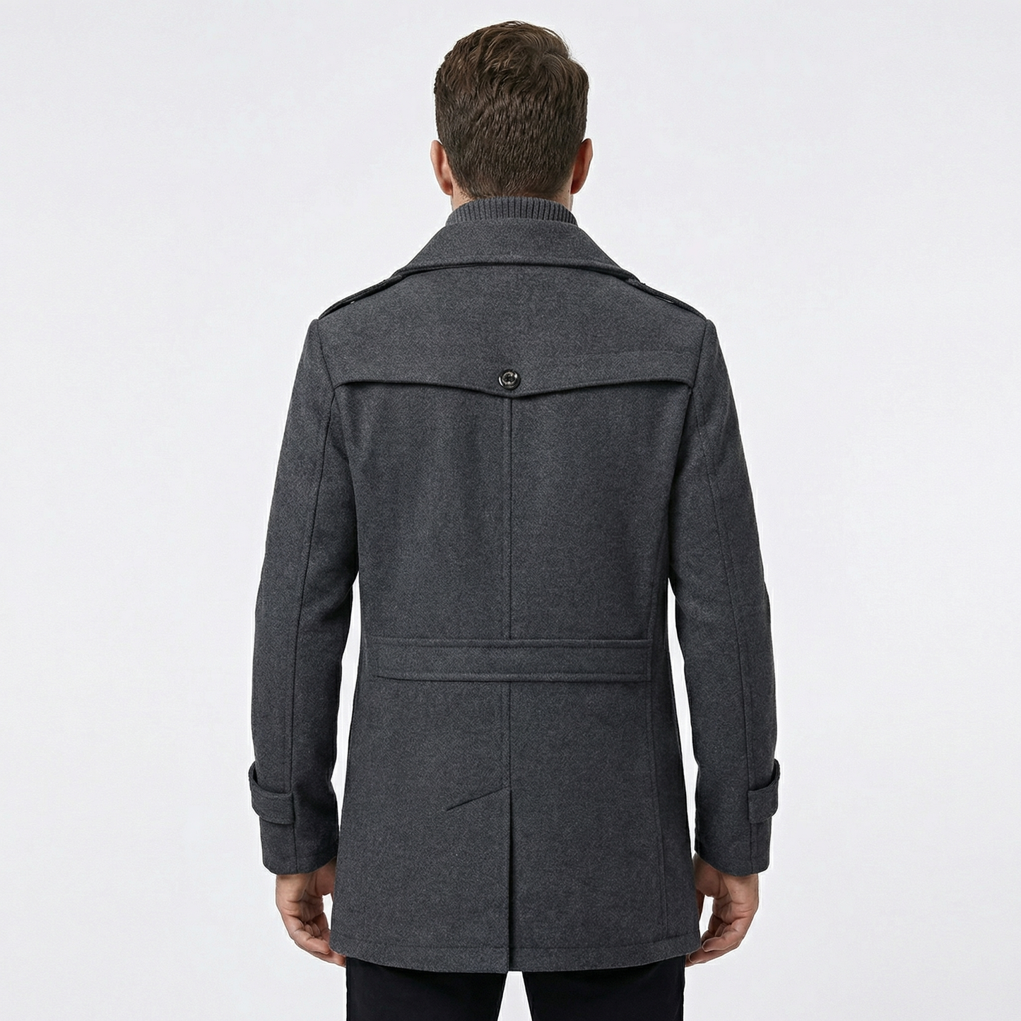 Men's Double Collar Wool Overcoat Smart Casual Winter Jacket