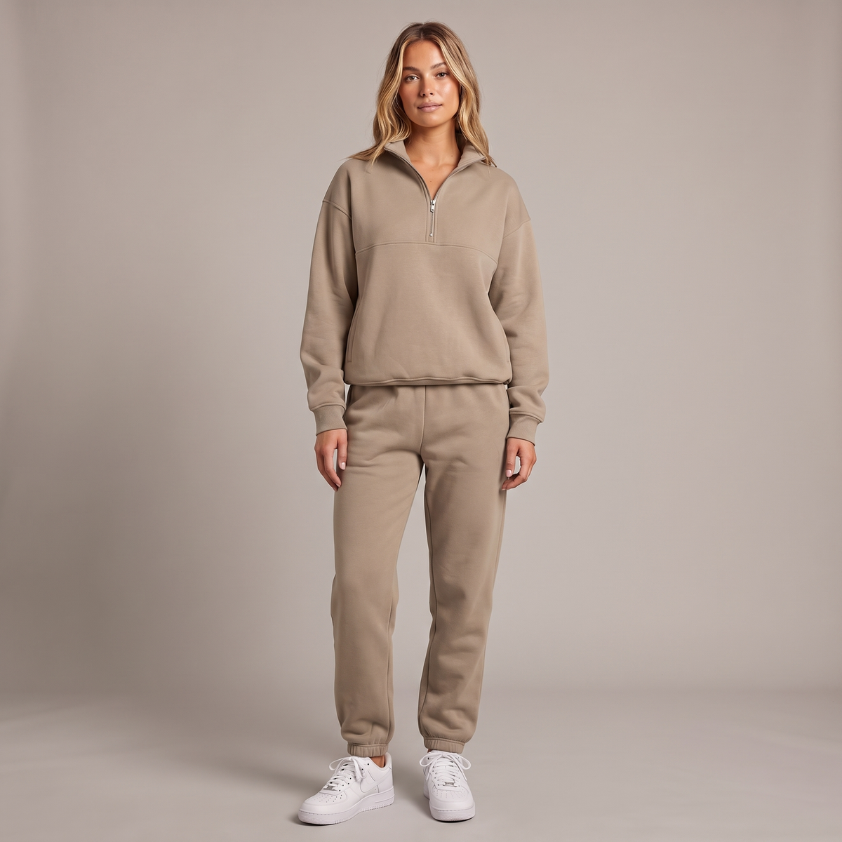 Women's Half-Zip Sweatshirt and Wide-Leg Jogger Co-ord Winter Set