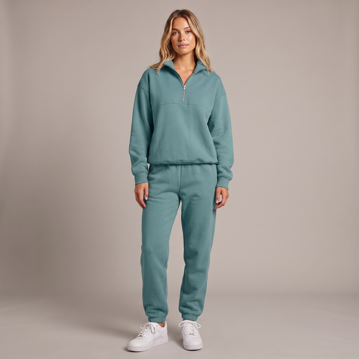 Women's Half-Zip Sweatshirt and Wide-Leg Jogger Co-ord Winter Set