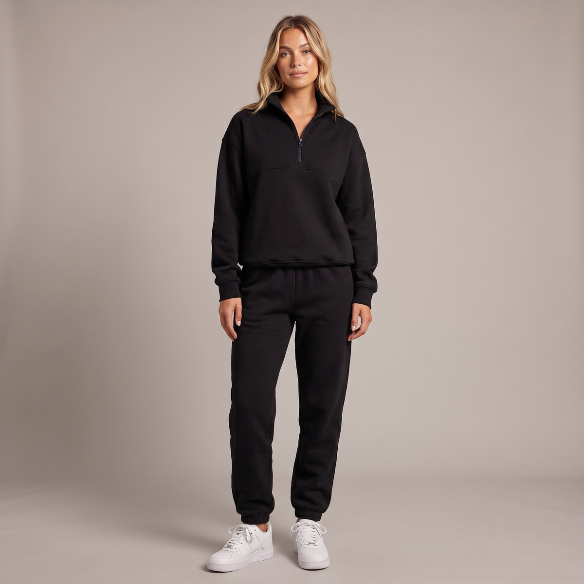 Women's Half-Zip Sweatshirt and Wide-Leg Jogger Co-ord Winter Set