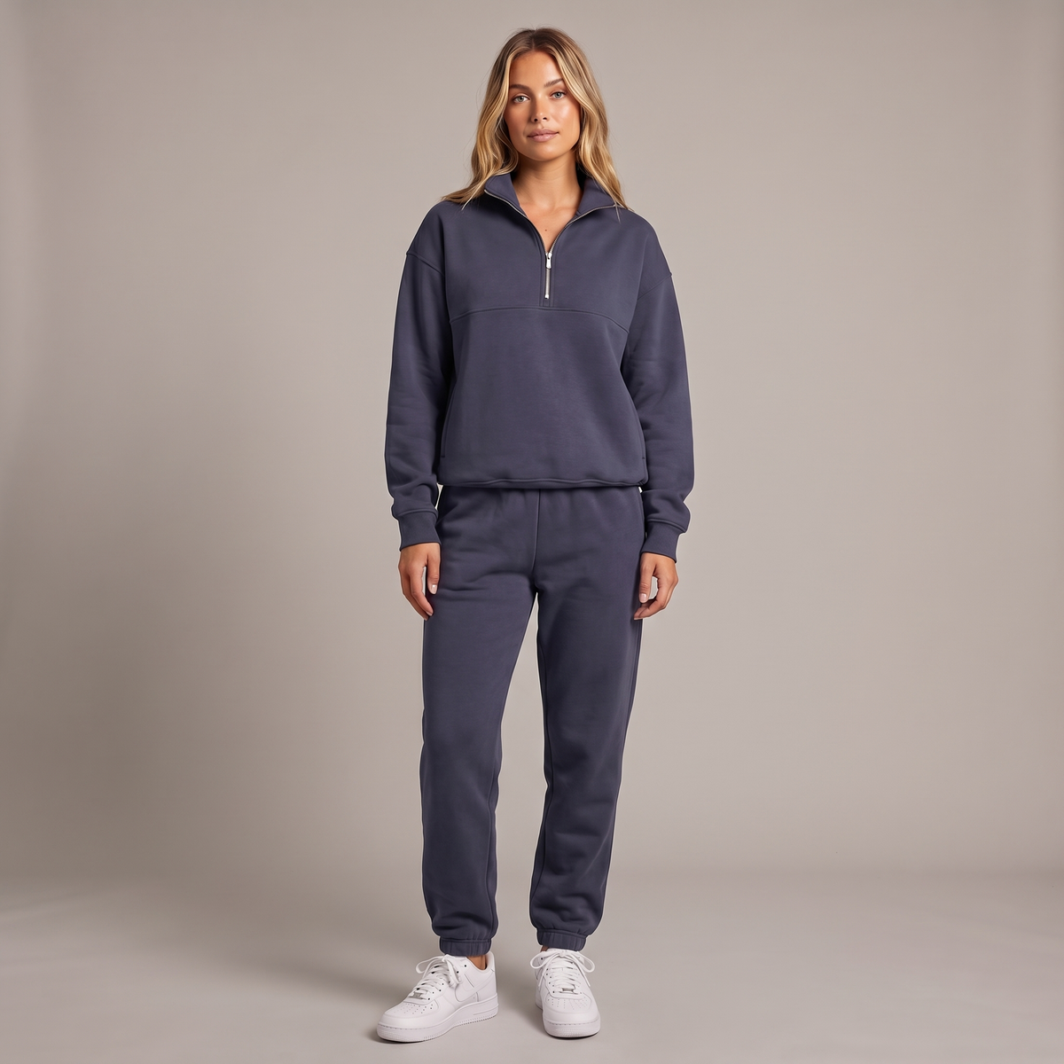 Women's Half-Zip Sweatshirt and Wide-Leg Jogger Co-ord Winter Set