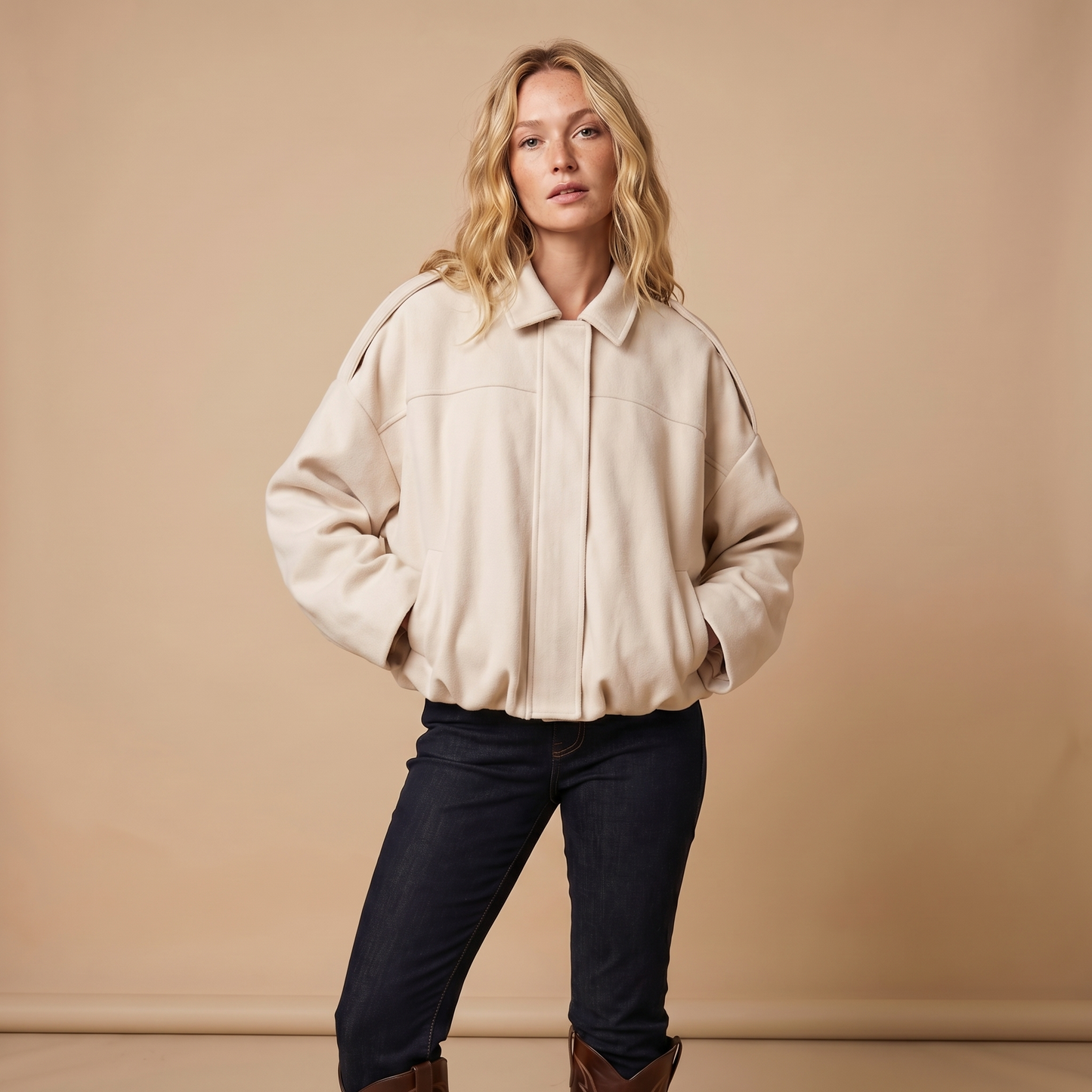Women's Oversized Faux Suede Zip-Up Moto Bomber Jacket
