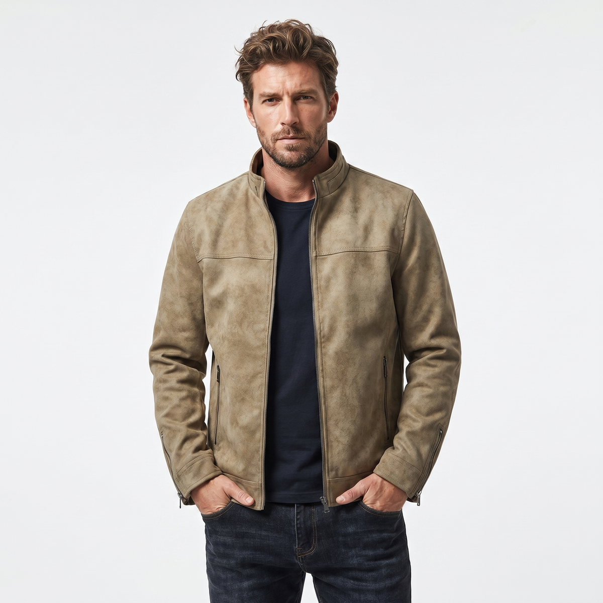 Men's Vintage Distressed Leather Bomber Winter Jacket