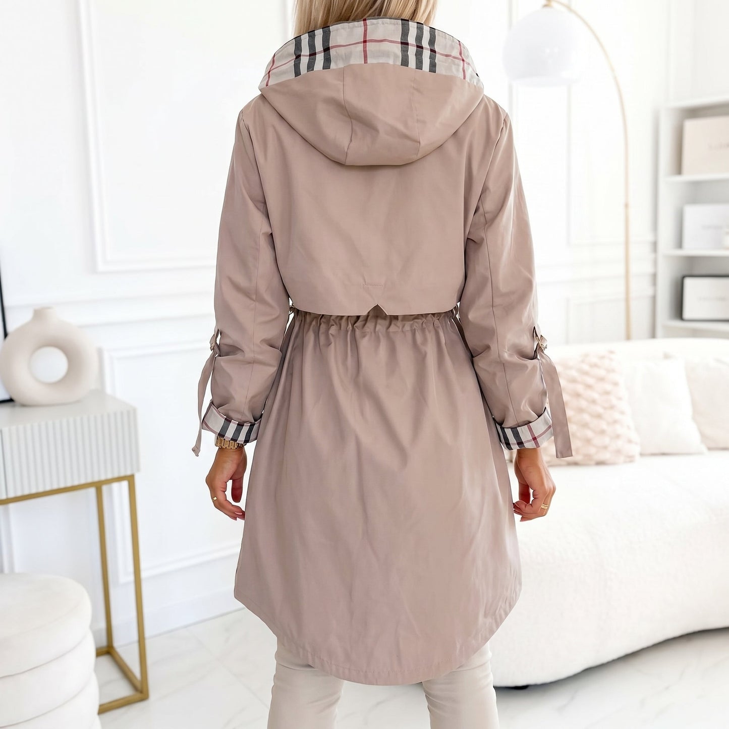 Women's Check-Lined Windbreaker Jacket