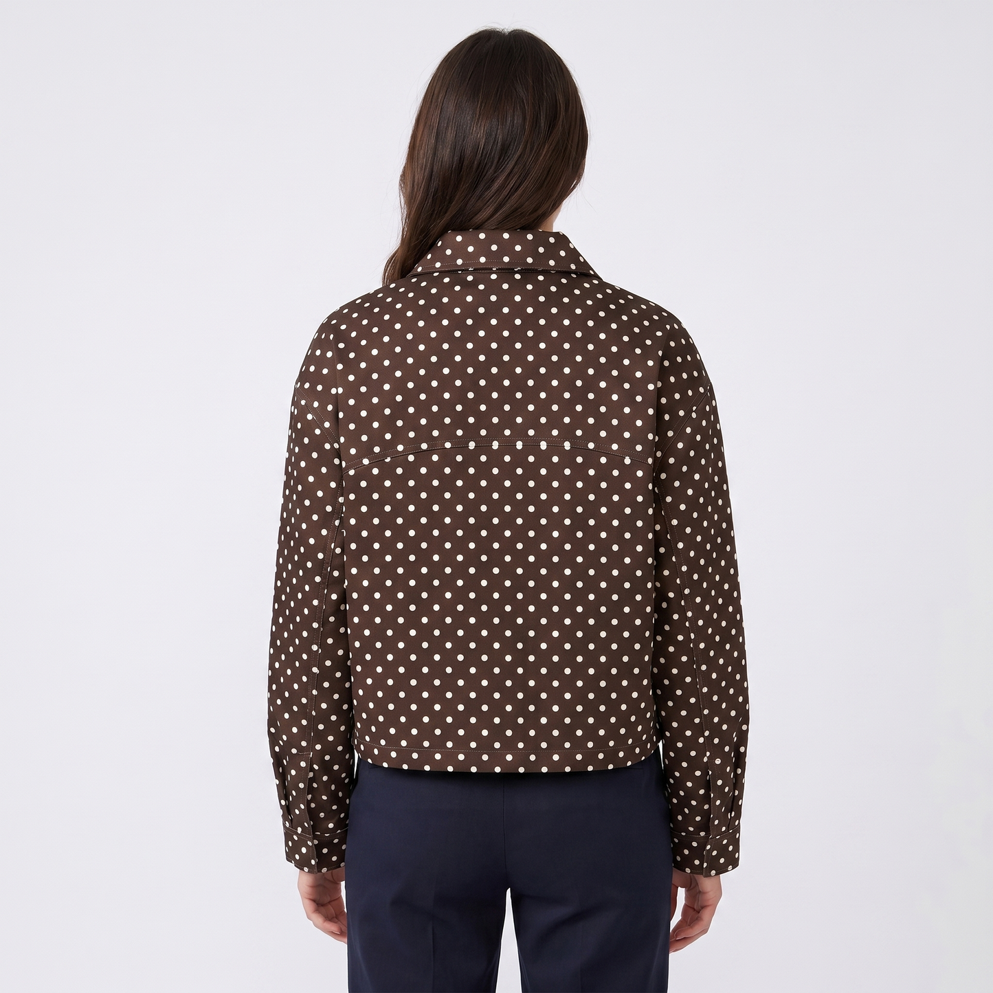 Women's Polka Dot Cropped Zip Up Jacket
