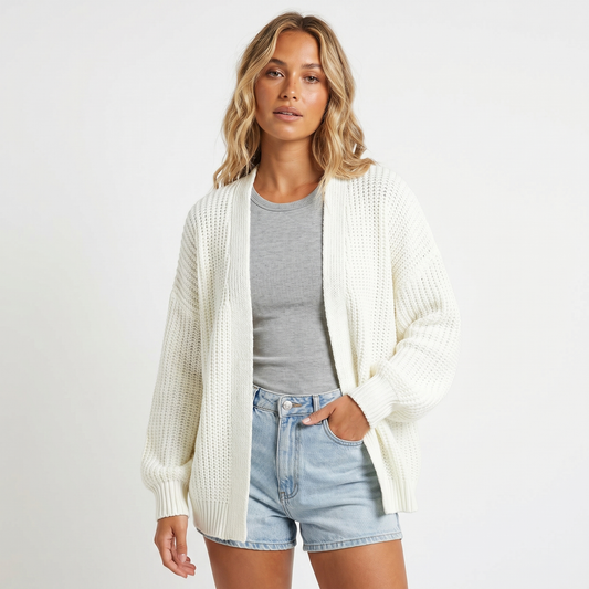Womens Oversized Cardigan – Chunky Knit Open Front