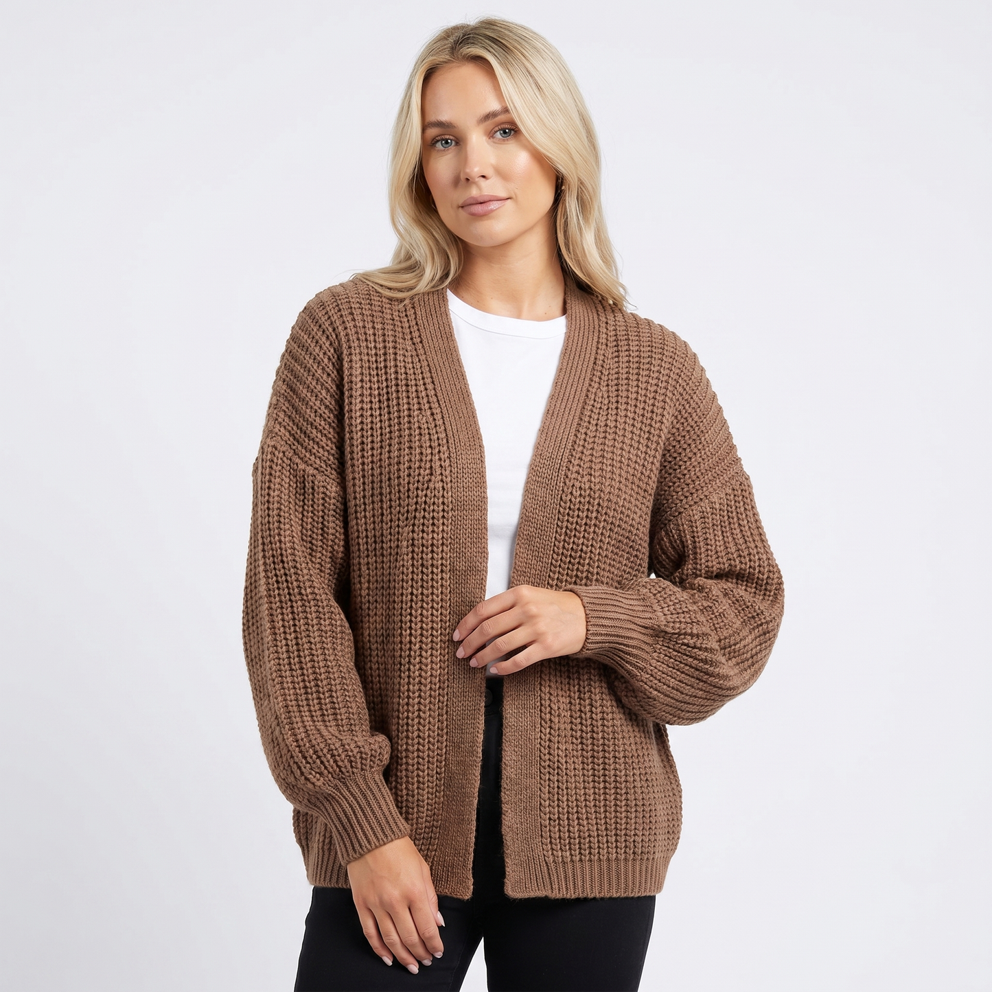 Womens Oversized Cardigan – Chunky Knit Open Front