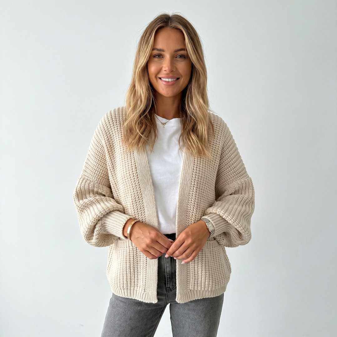 Womens Oversized Cardigan – Chunky Knit Open Front