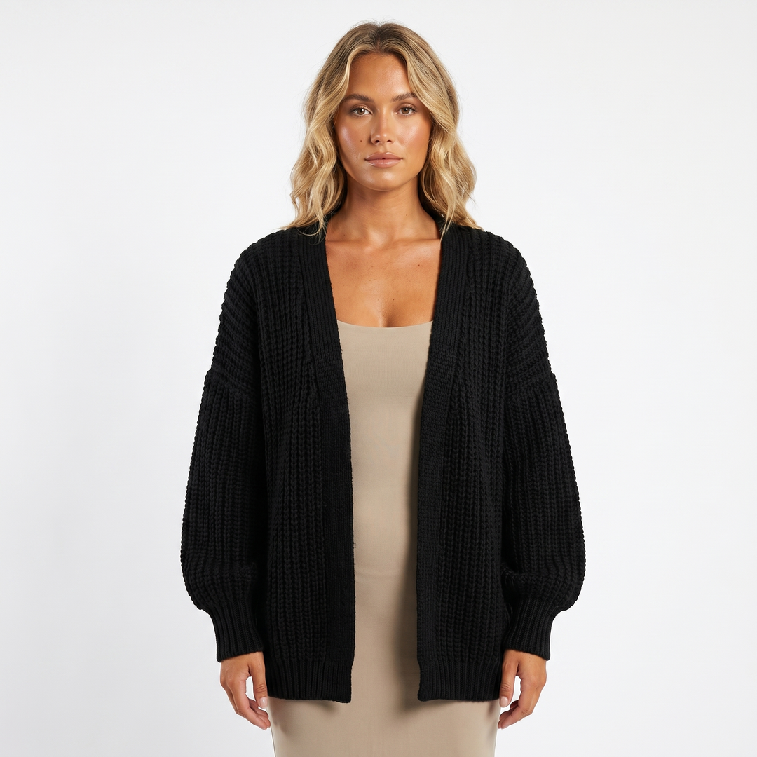 Womens Oversized Cardigan – Chunky Knit Open Front