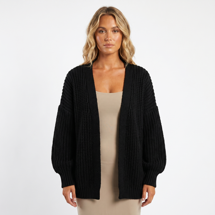 Womens Oversized Cardigan – Chunky Knit Open Front