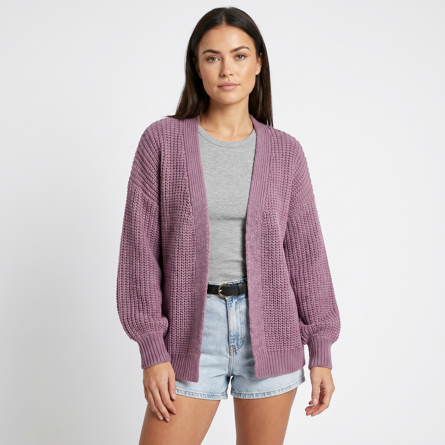 Womens Oversized Cardigan – Chunky Knit Open Front
