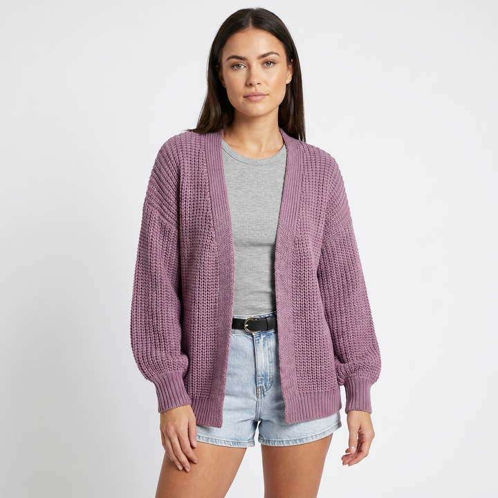 Womens Oversized Cardigan – Chunky Knit Open Front