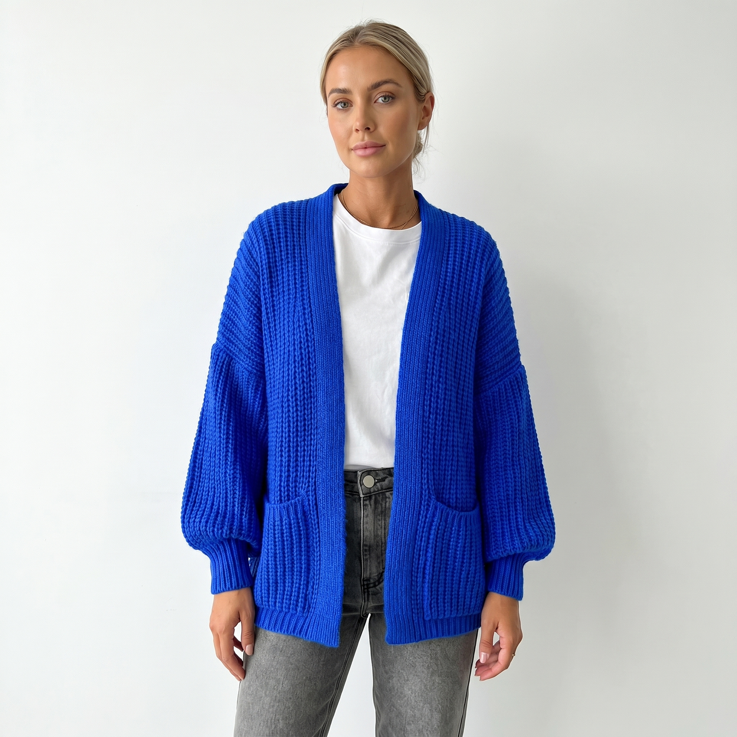 Womens Oversized Cardigan – Chunky Knit Open Front