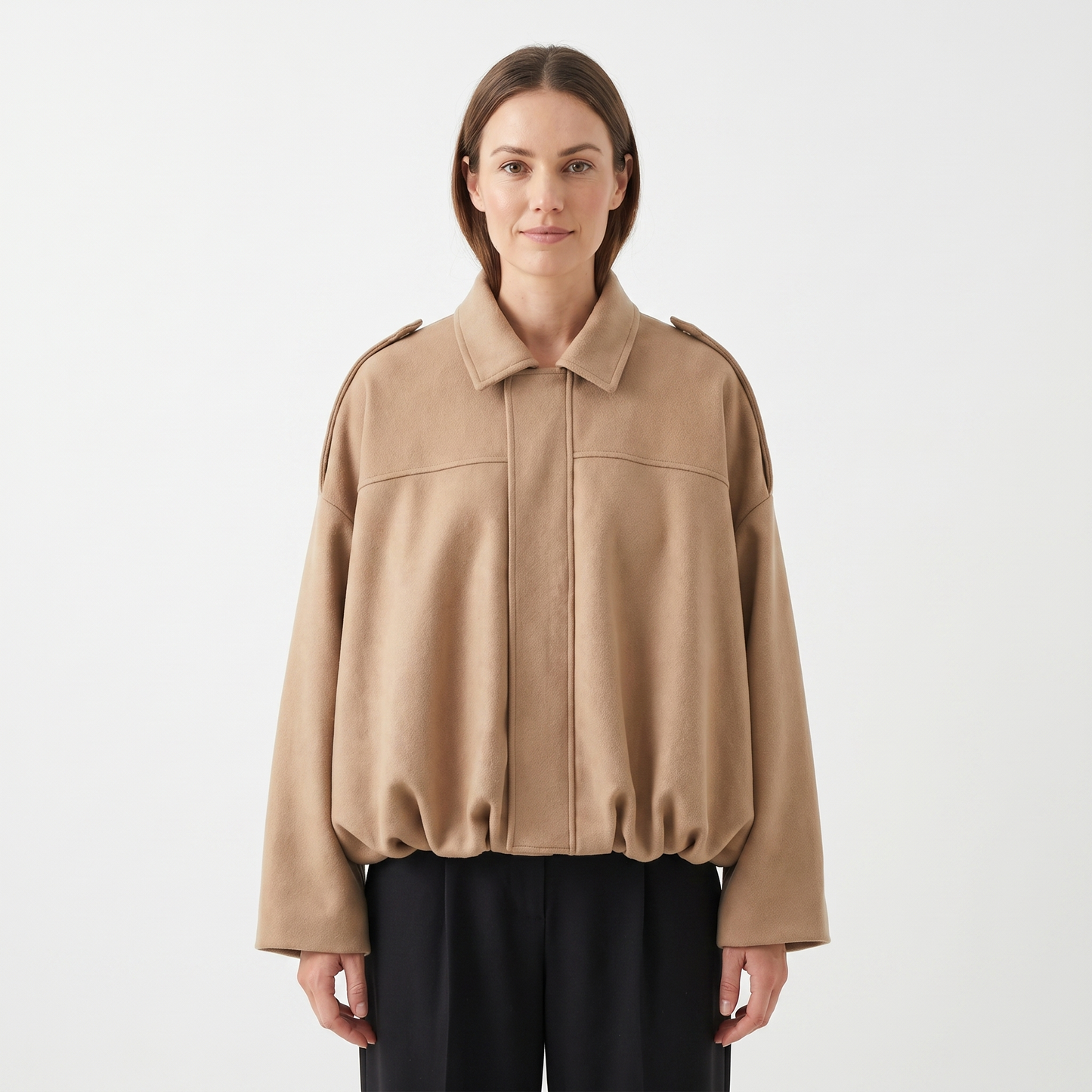 Womens Cropped Bomber Jacket – Suede Drop Shoulder