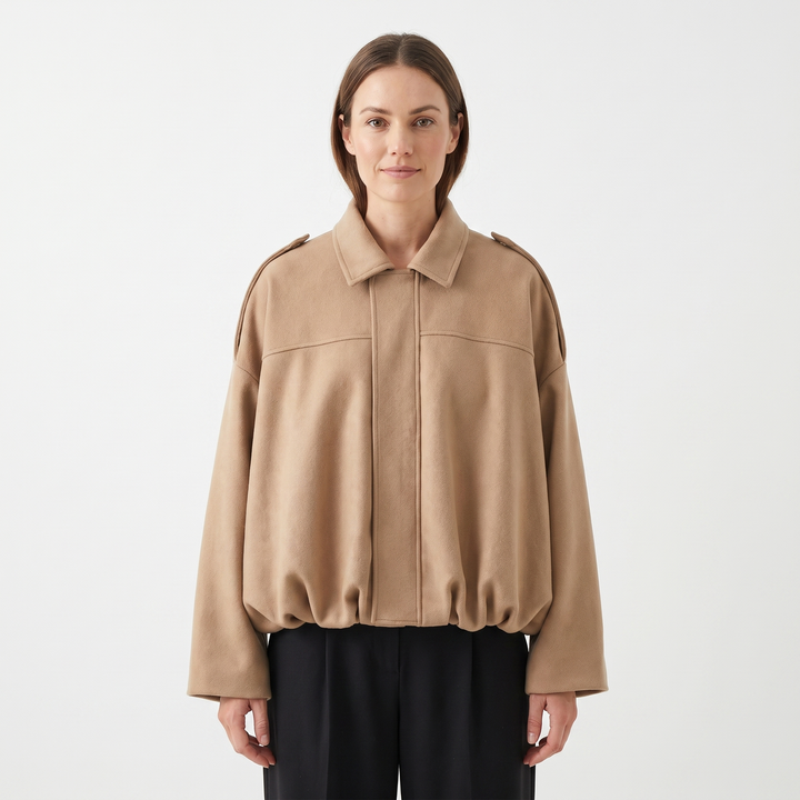 Womens Cropped Bomber Jacket – Suede Drop Shoulder