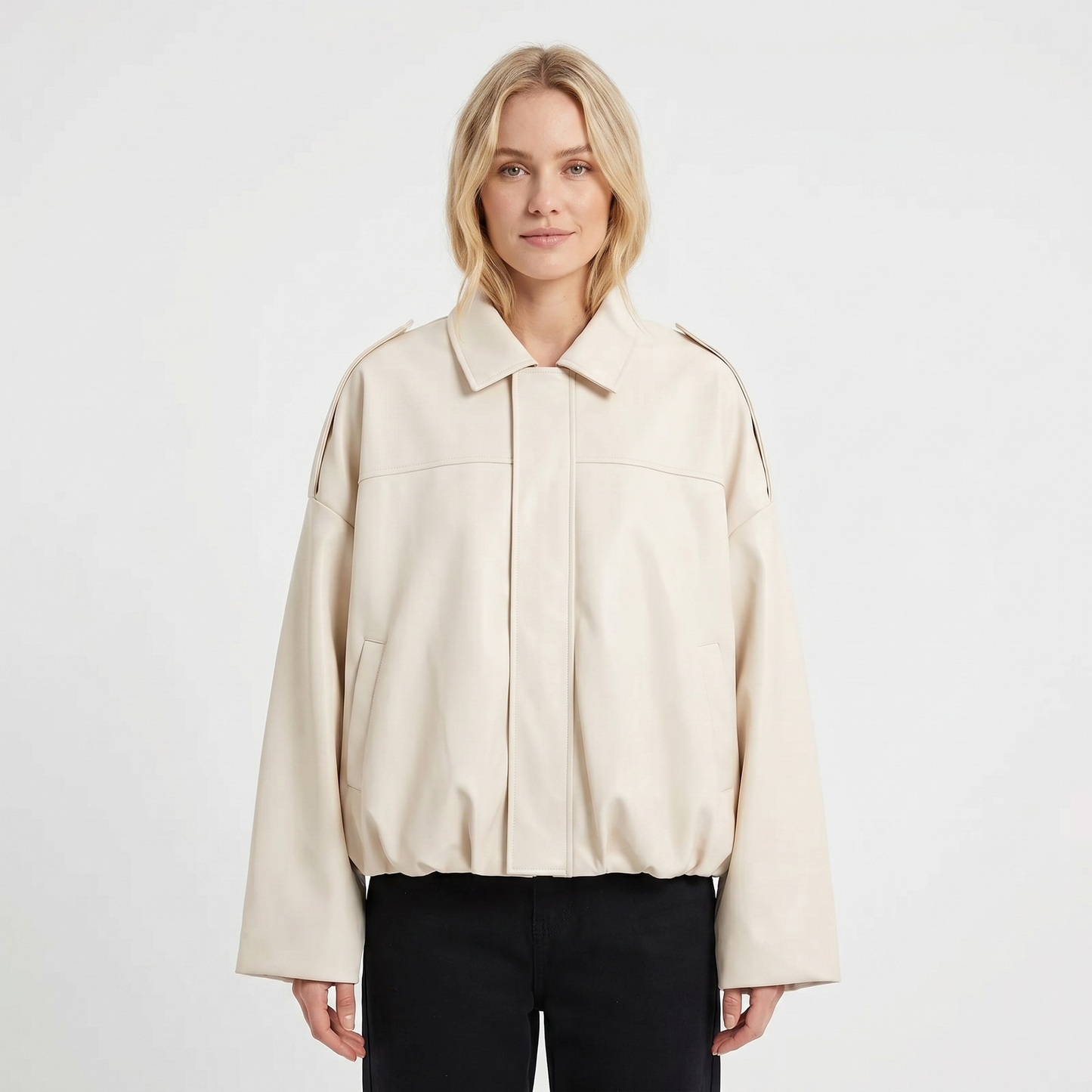 Womens Cropped Bomber Jacket – Suede Drop Shoulder