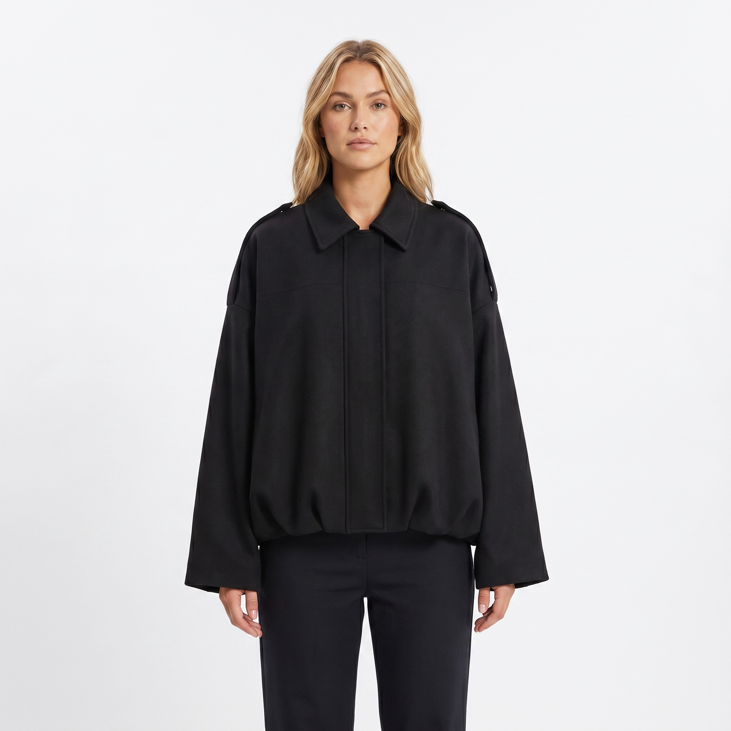 Womens Cropped Bomber Jacket – Suede Drop Shoulder