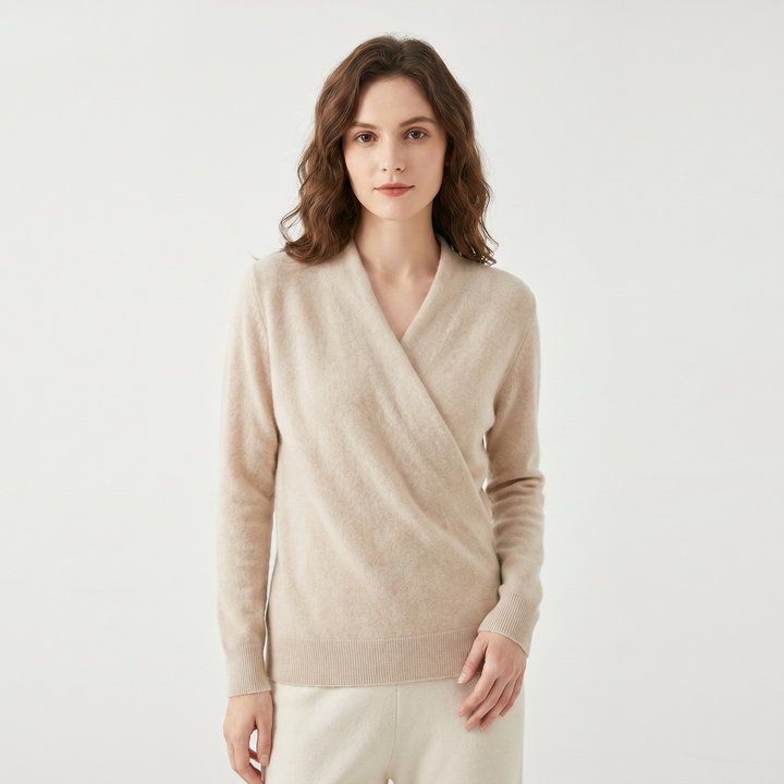 Crossover Jumper Womens – Soft Knit V Neck Wrap Front