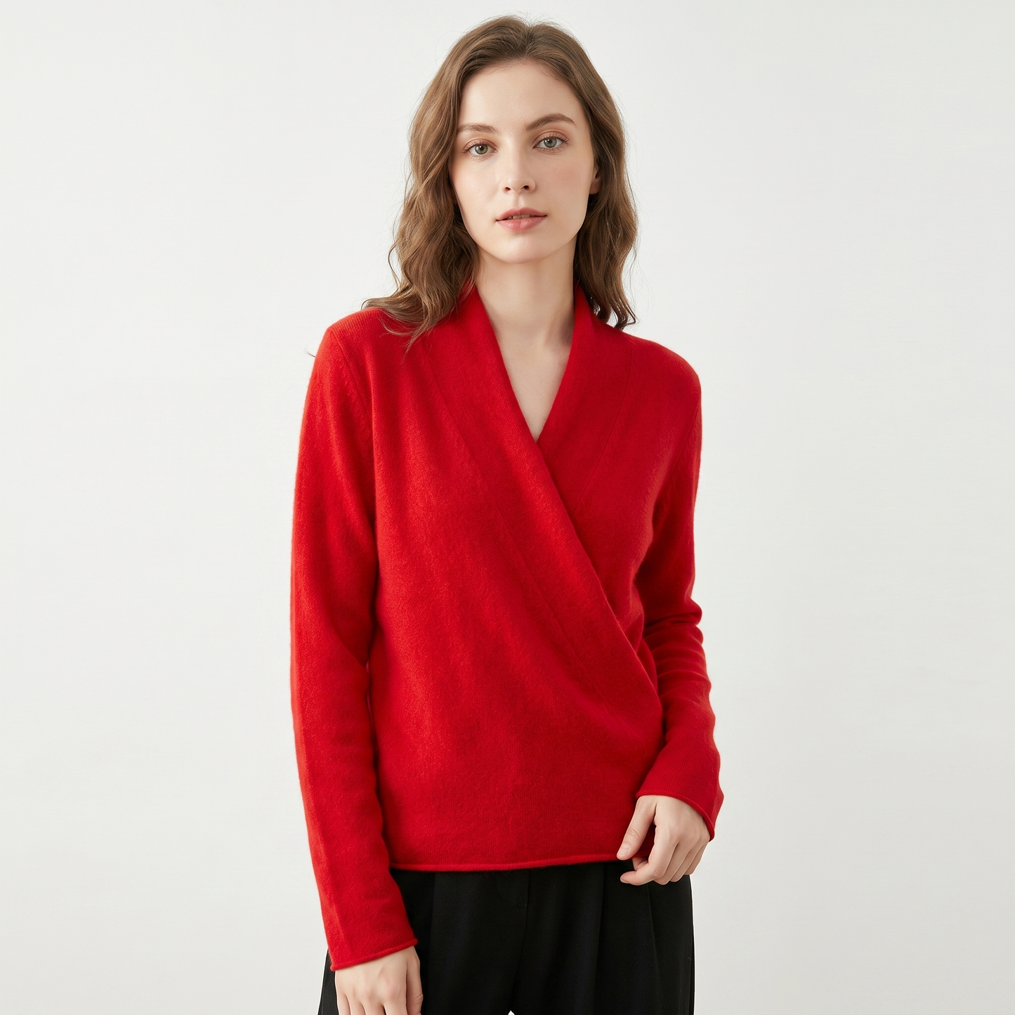 Crossover Jumper Womens – Soft Knit V Neck Wrap Front