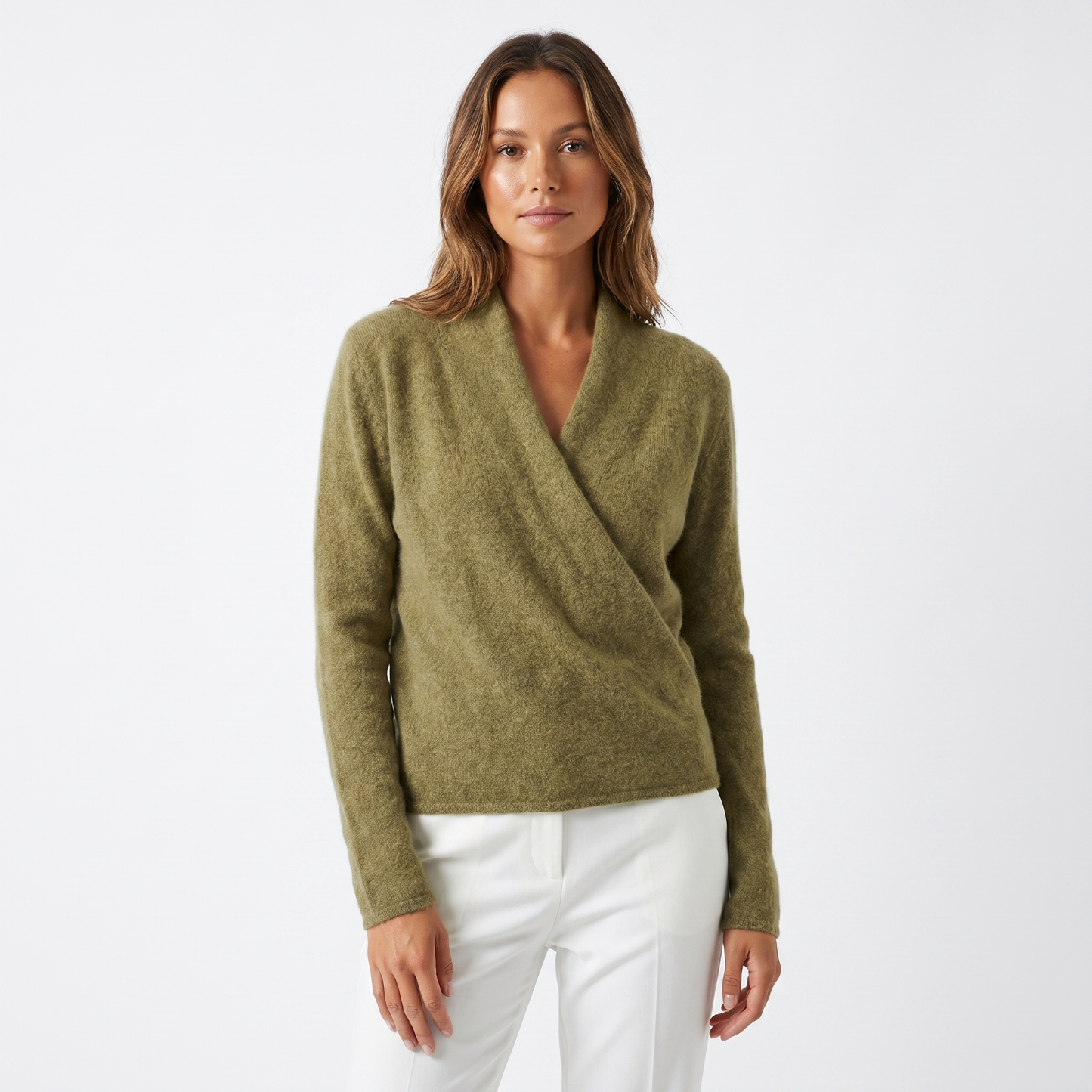 Crossover Jumper Womens – Soft Knit V Neck Wrap Front