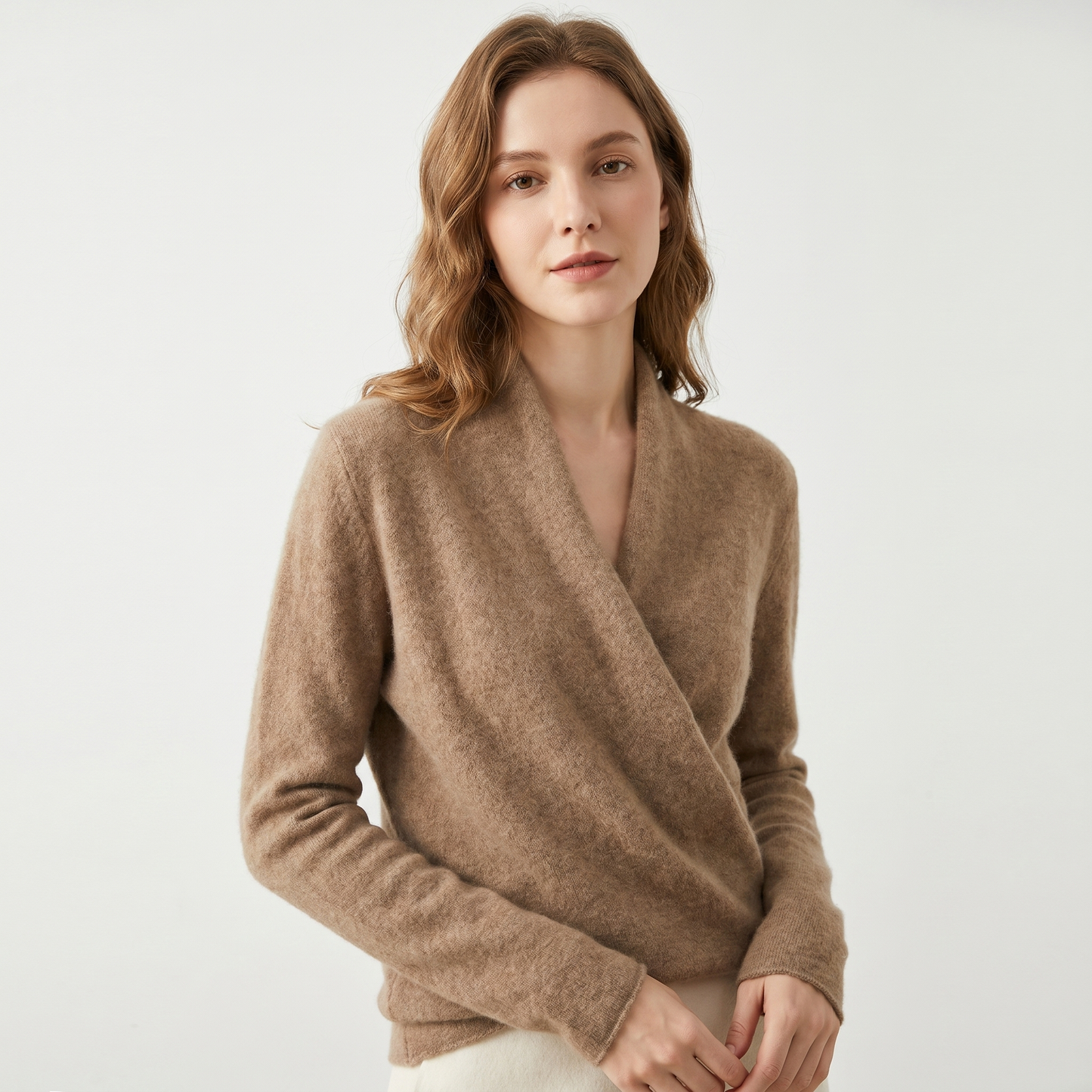 Crossover Jumper Womens – Soft Knit V Neck Wrap Front