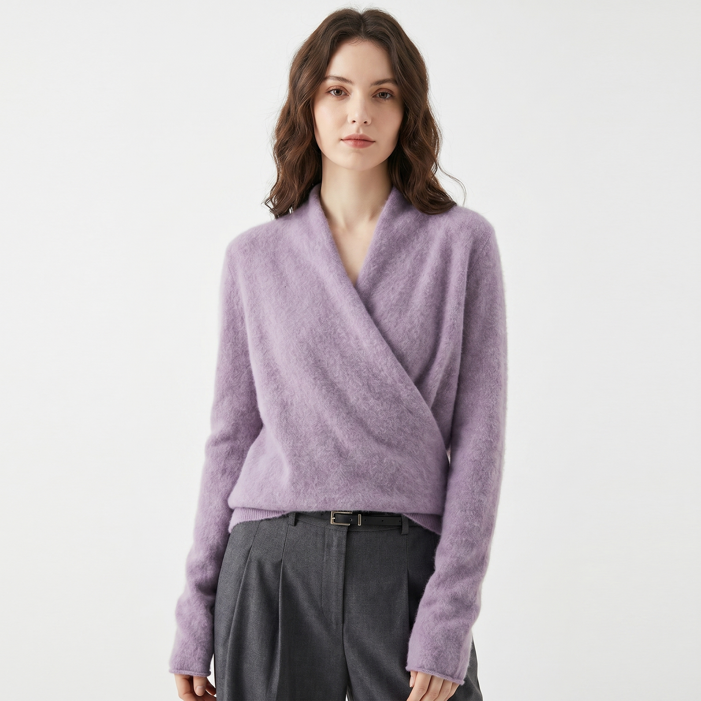 Crossover Jumper Womens – Soft Knit V Neck Wrap Front