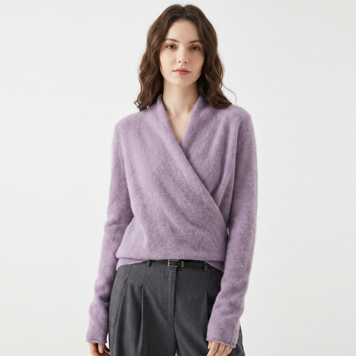 Crossover Jumper Womens – Soft Knit V Neck Wrap Front
