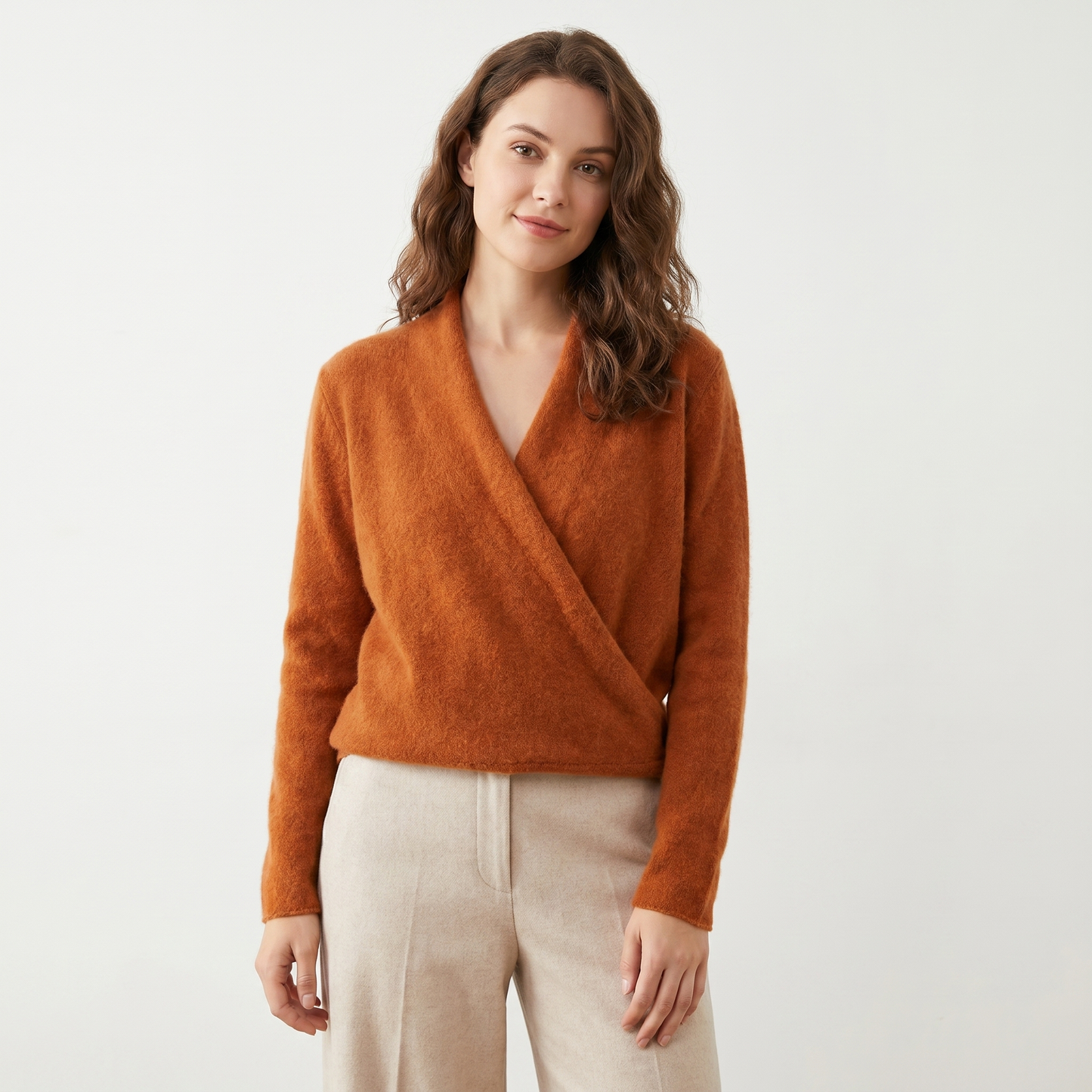 Crossover Jumper Womens – Soft Knit V Neck Wrap Front