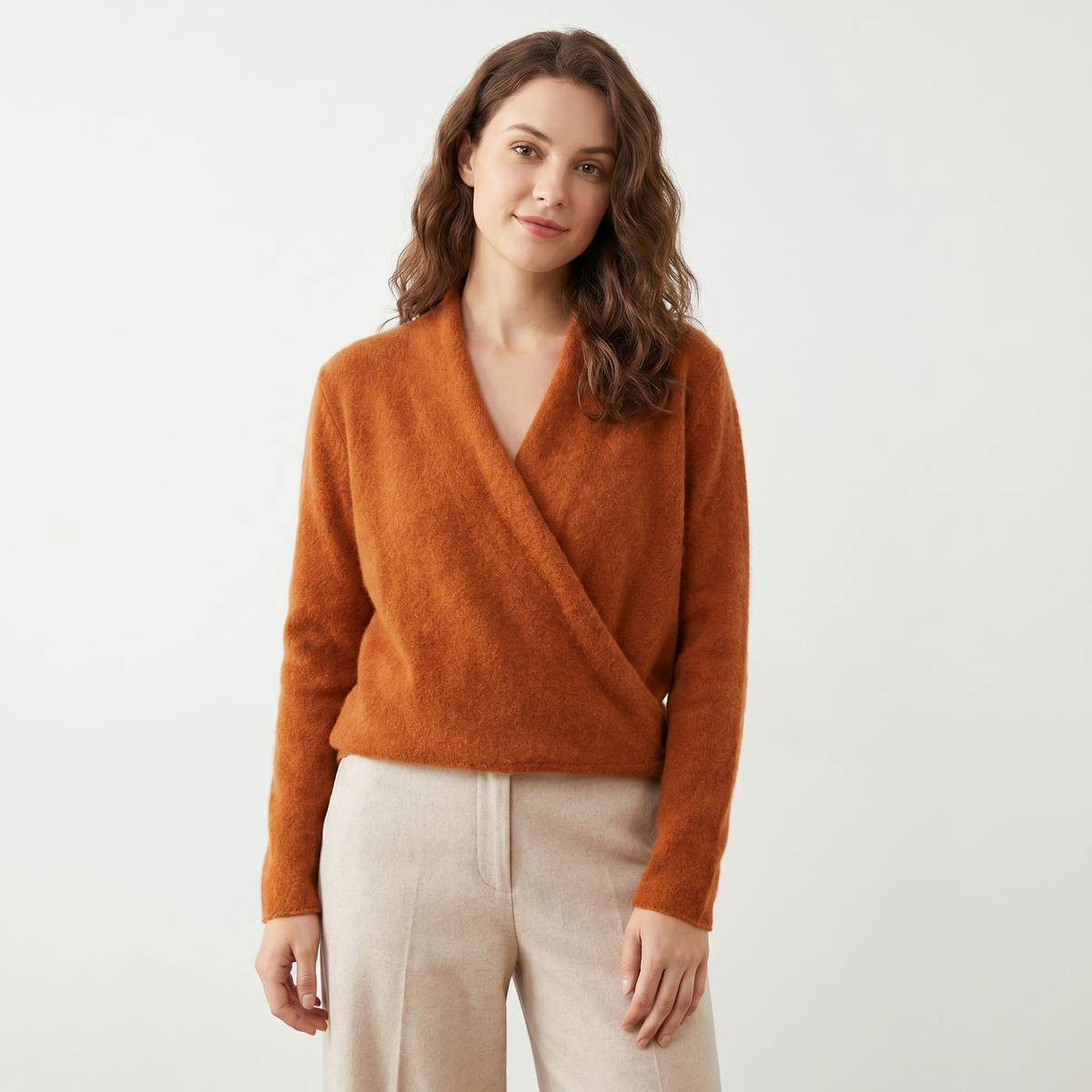 Women's Crossover Winter Sweater Womens Soft Knit V-Neck Wrap Front