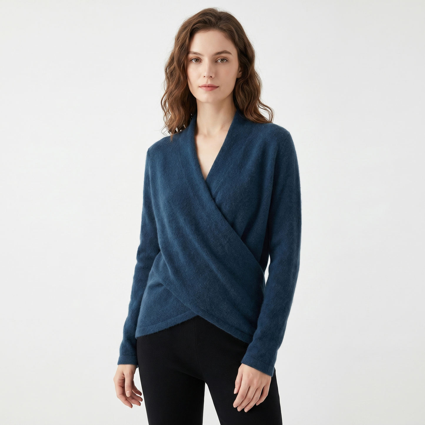 Crossover Jumper Womens – Soft Knit V Neck Wrap Front