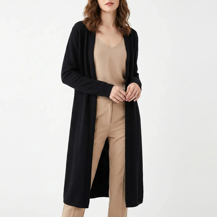 Womens Long Cardigan – Soft Knit Open Front Drape Oxford and Hill