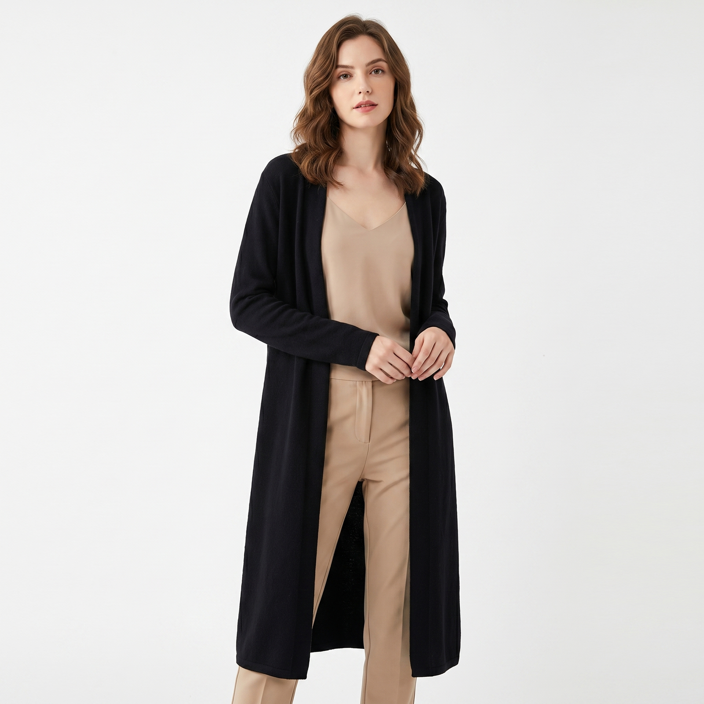 Womens Long Cardigan – Soft Knit Open Front Drape