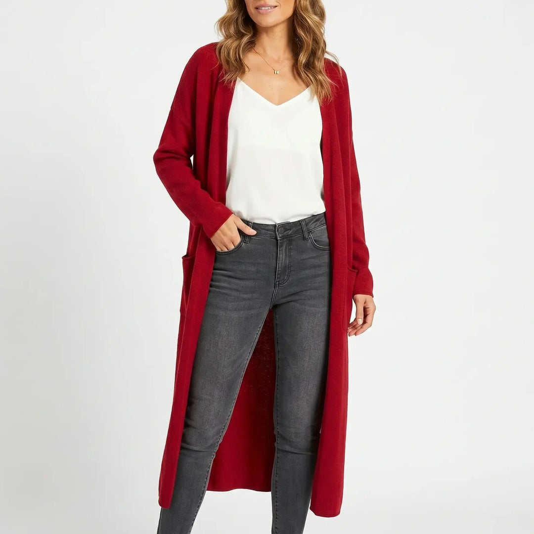 Womens Long Cardigan – Soft Knit Open Front Drape Oxford and Hill