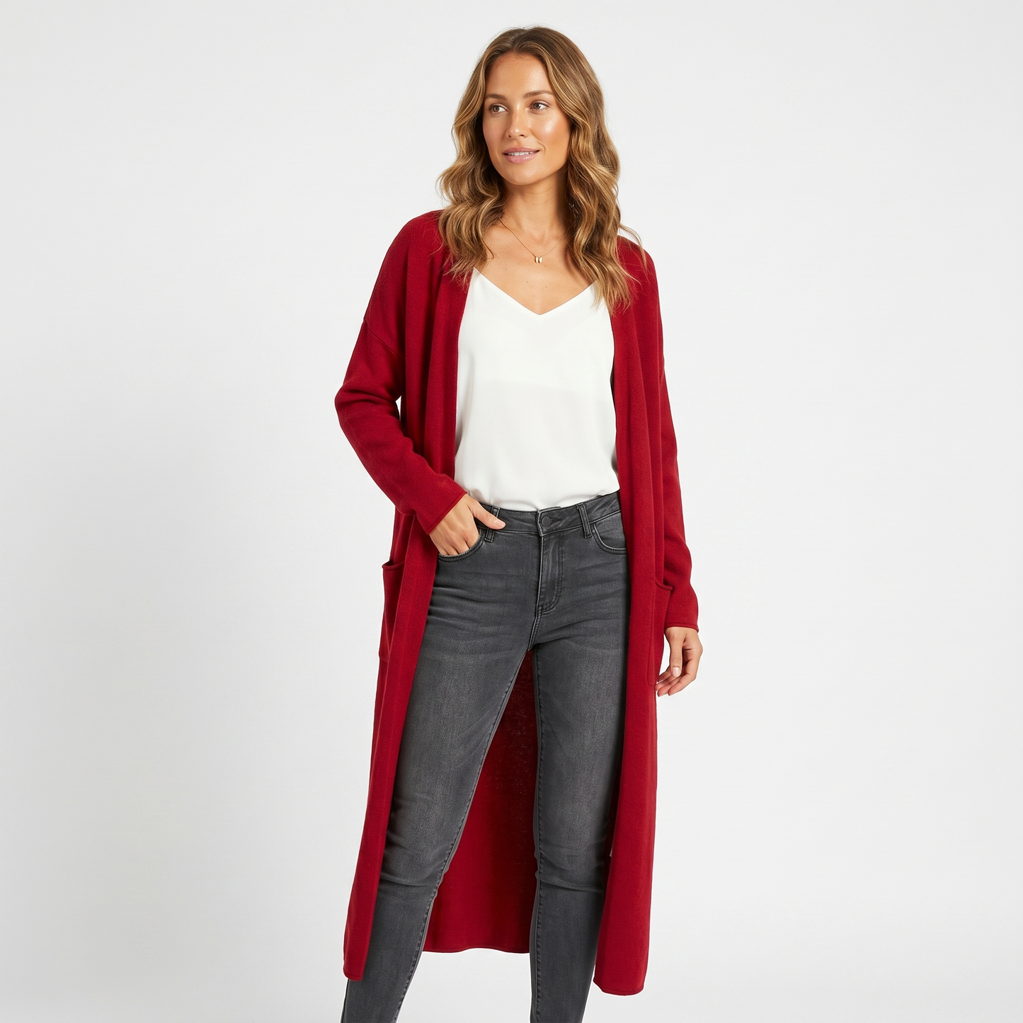 Womens Long Cardigan – Soft Knit Open Front Drape
