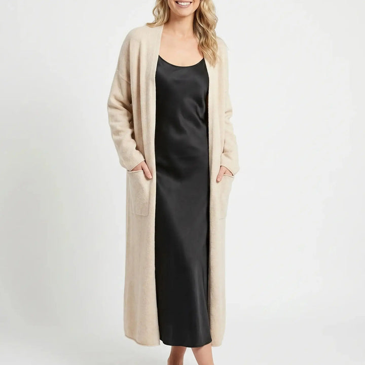 Womens Long Cardigan – Soft Knit Open Front Drape Oxford and Hill