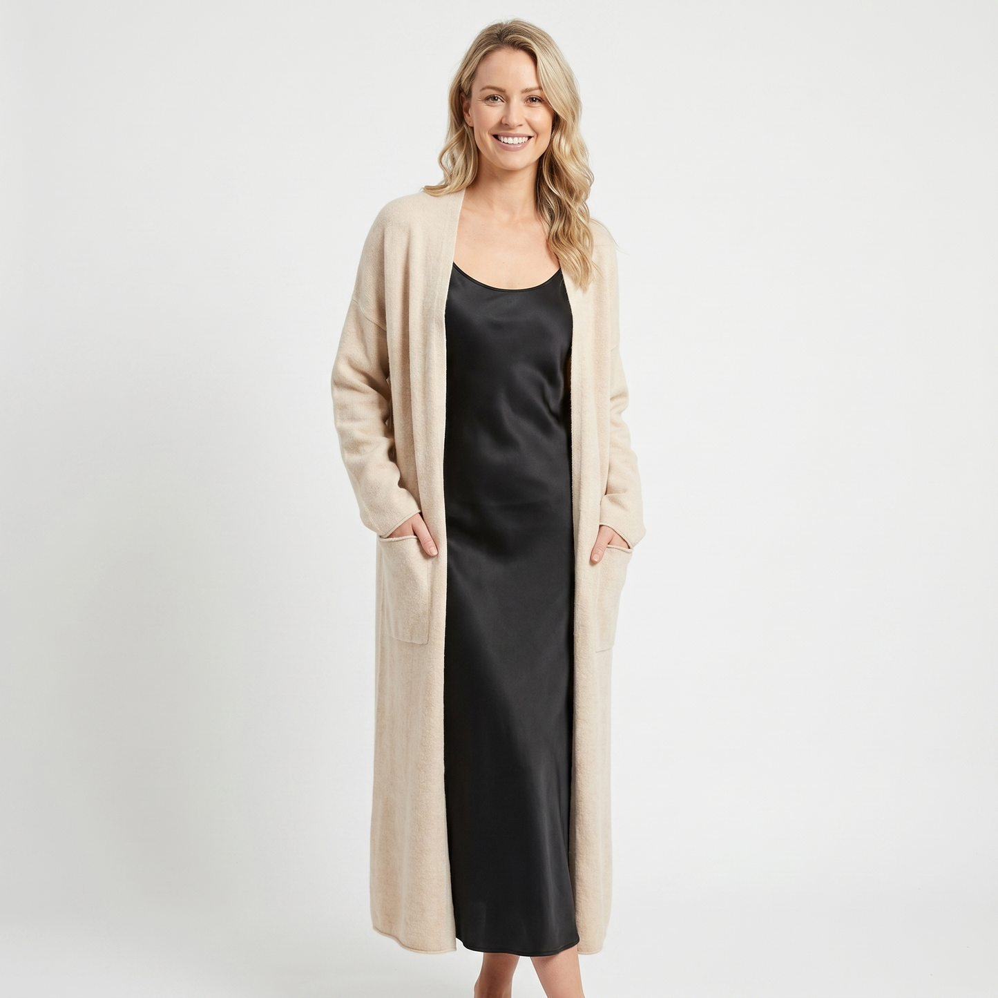 Womens Long Cardigan – Soft Knit Open Front Drape